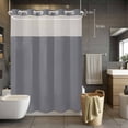 thumbnail image 5 of No Hook Grey Pure Color Shower Curtain with Snap in Liner Set, Aesthetics Contemporary Luxury Waterproof Fabric Bathroom Curtains with See Through Top Window, Hotel Style Modern 60 x 72 Inch, 5 of 9