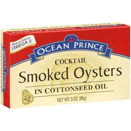 (4 Pack) Ocean Prince Cocktail Smoked Oysters in Cottonseed Oil, 3
