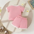 thumbnail image 4 of Gibobby Toddler Baby Girl Clothes Contrast Color Summer Outfit Short Sleeve T Shirt Tops and Casual Shorts Infant Set(Pink,2-3 Years), 4 of 9