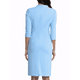 thumbnail image 3 of Vestido Midi de Manga 3/4 con Cuello Alto y Escote en V para Mujeres Inspire Chic S Azul Claro, 3 of 7