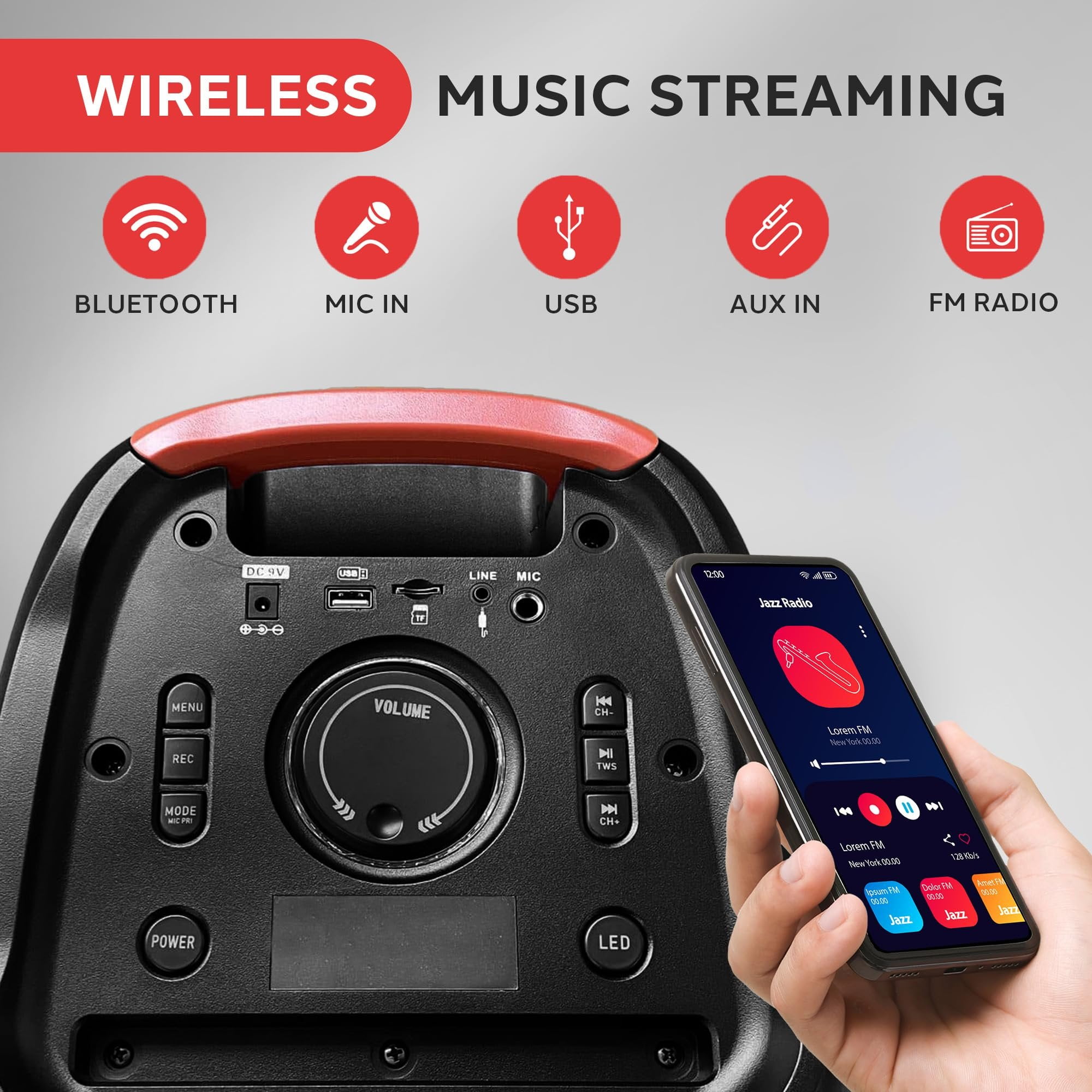 Pyle Audio Large Bluetooth Party Speaker - Big Bluetooth Speaker with True Wireless Stereo System - Enjoy Powerful Bass and Clear Treble - Big Speaker with Carry Bag - PPHP1979BG - 160W