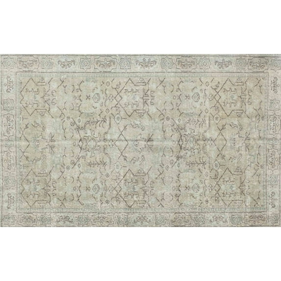 Ahgly Company Indoor Rectangle Contemporary Green Abstract Area Rugs, 7' x 10'
