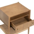 thumbnail image 6 of Nathan James Meads Wood Nightstand with Drawer, Vintage Nightstand with Seagrass Storage and Brass Handles, Light Brown, 6 of 6