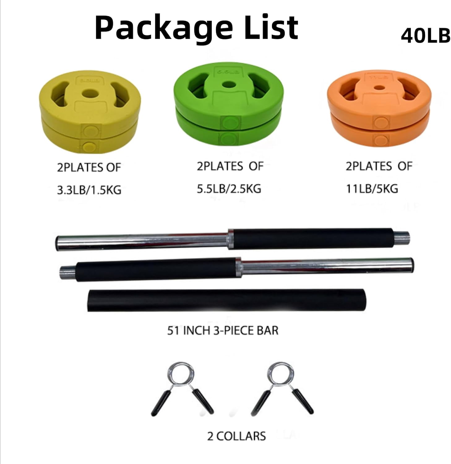 Adjustable Barbell Weight Set, Adjustable Free Weights for Home and Gym Workout，Multicolor