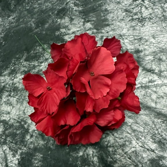 Fake Hydrangea Artificial Flowers, Faux Silk Hydrangeas Flowers Heads, Real Touch for Home Wedding Party Table Decor (Red) 5.9x11.8"