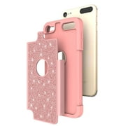 SPY Case for For New iPod Touch 7 Case, Touch 5, 6, 7th Generation Glitter Ruuged Case Cover with Tempered Glass Screen Protector - Rose Gold