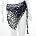 thumbnail image 3 of Women Crochet Beach Cover Up Sarong Wrap with Shells Fishnet Bikini Cover Up Swimwear Scarves, 3 of 5