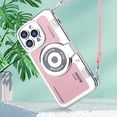 thumbnail image 6 of Emily in Paris Phone Case Compatible with iPhone 14 Pro Max Case Cute 3D Vintage Camera Phone Case Handbag Lanyard Strap Plating Camera Protective PU Leather Cover for Women and Girls, Pink, 6 of 14
