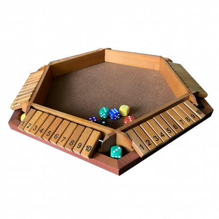 ACDANC 1-6 Players Shut the Box Dice Game Wooden Board Table Math Game Tabletop Games （Brown）