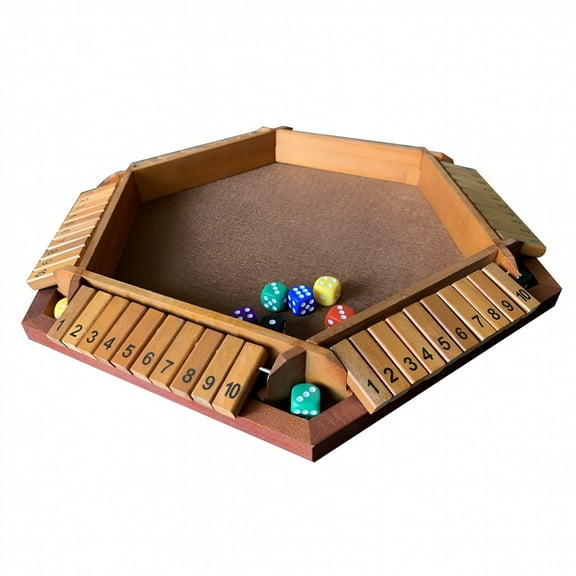 ACDANC 1-6 Players Shut the Box Dice Game Wooden Board Table Math Game Tabletop Games （Brown）