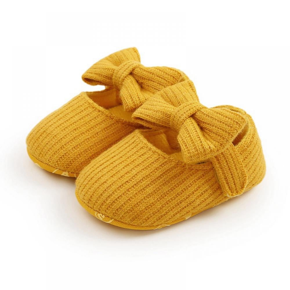 CLOUCKY Baby Girls Bowknot Crib Shoes Soft Sole Mary Jane Ballet Flats Infant Prewalker Dress Shoes