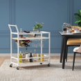 thumbnail image 2 of Furmax Mobile Bar Cart, Modern, Industrial, With Wine Rack, Glass Holder, and Wood Storage Shelves, Ideal for Living Room, Kitchen, Bar, Restaurants, and Parties, White, 2 of 7