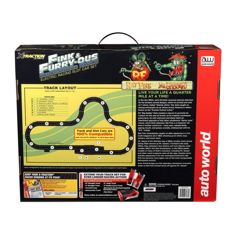 Auto World 14' Rat Fink Racing Car Track Toy, Fink & FURRY-OUS