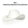 thumbnail image 2 of renvena Western Cowboy Hat Rhinestone Fringe Cowgirl Hat Glitter Bling Diamond for Men Women Cosplay Party Costume White One Size, 2 of 7