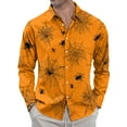 thumbnail image 2 of Domuza Mens Button Up Shirts Long Sleeve Halloween Spooky Funny Print Loose Fit Tshirts Lightweight Casual Lapel Tops for Halloween Party Yellow XL, 2 of 7