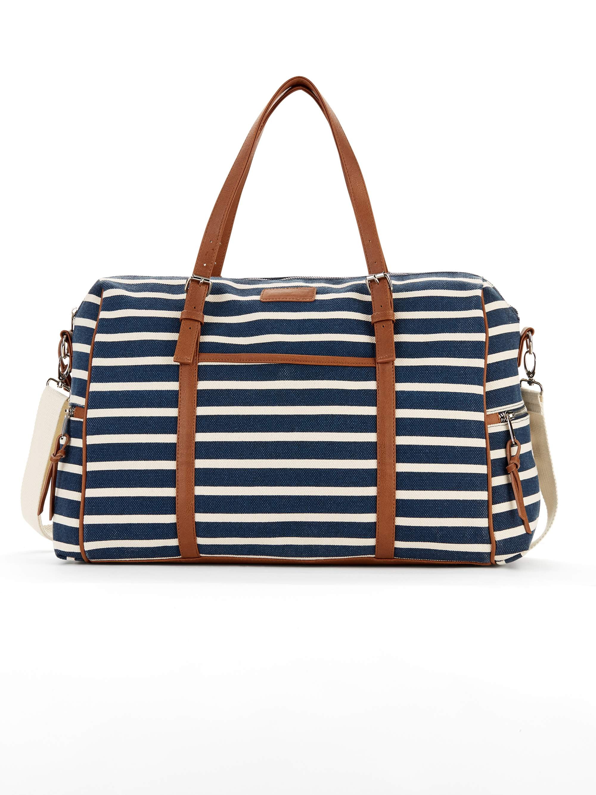 navy stripe bag