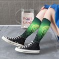 thumbnail image 3 of Lsque Green Night Sky Moon Branches Printed Crew Socks Men's Women's LightWeight Thin Casual Calf Socks ,Knee High Socks,Cotton Socks, 3 of 9