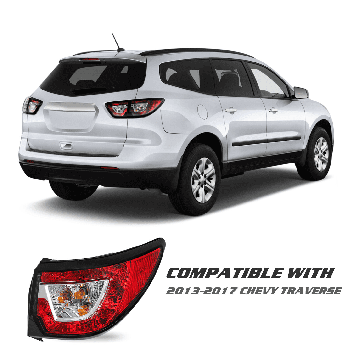 Titans Motors Tail Light Assembly for 2013-2017 Chevy Traverse Passenger Right Side Outer with Bulbs