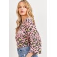 thumbnail image 3 of Leopard Knit Back Opened Short Sleeve Top M, 3 of 5