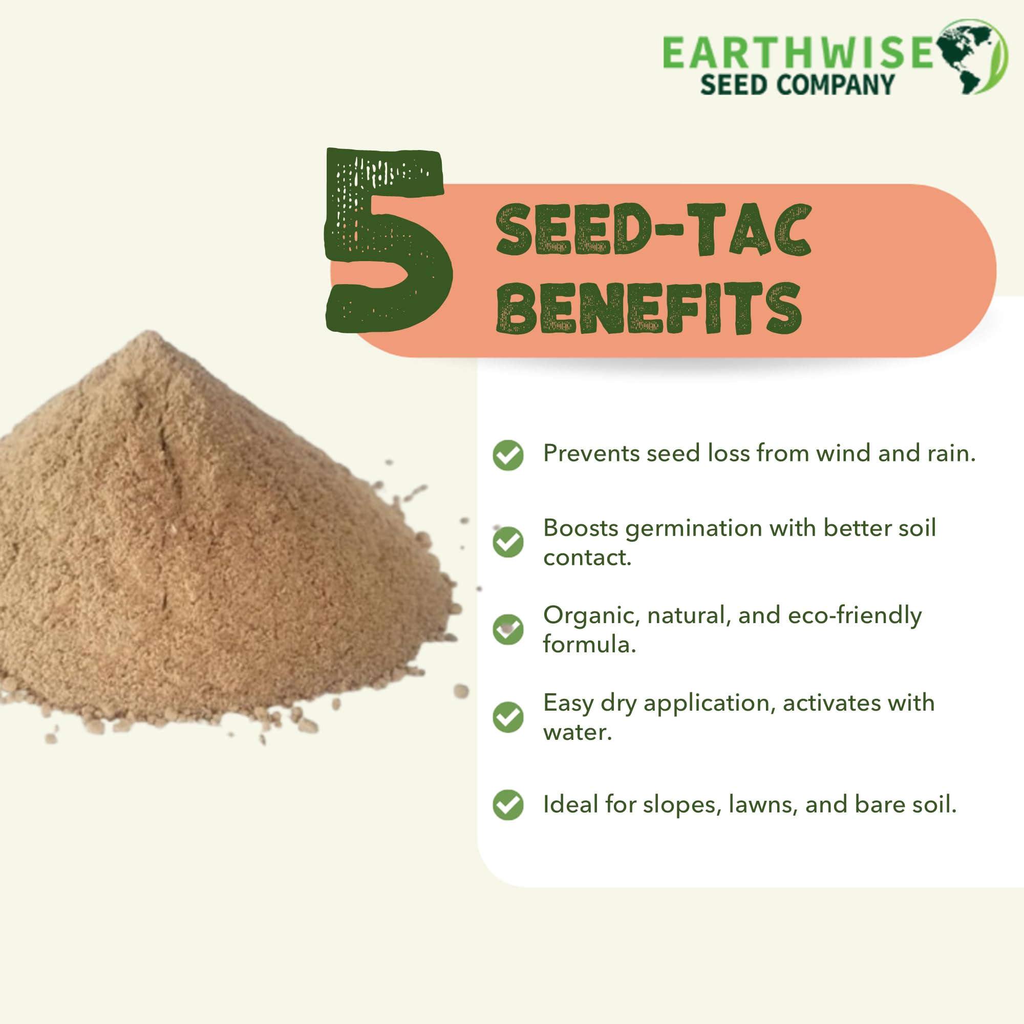 Earthwise Seed Tac Organic Tackifier, 1 lb, Covers 500 sq ft, Soil