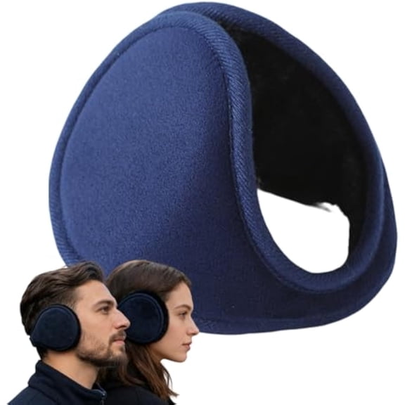 4-Pack Men Ear Muffs for Winter, Fleece Behind Head Ear Warmers, Foldable Adjustable for Outdoor Activities (Blue, Not Fleece-lined)
