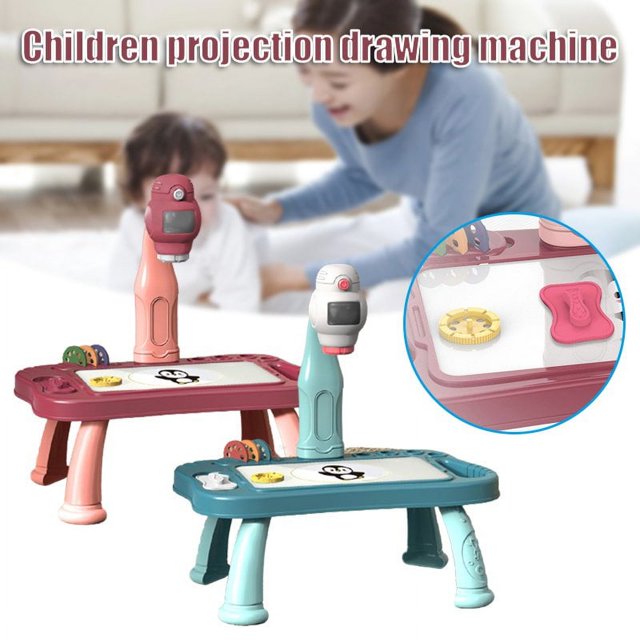 Kids Drawing Desk with Projector Educational Toy with 48 Copy Pattern Detachable Projection Painting Table for Child New
