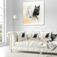 thumbnail image 3 of Designart Black and White Horse Heads - Animal Throw Pillow - 16x16, 3 of 5
