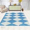 thumbnail image 3 of Teppich Homes Blue Geometric Pattern Wool Area Rug 6x9 - Tufted Carpet for Hallway and Bed, Living Room, 3 of 5