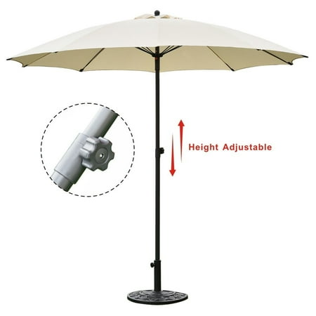 Beige Patio Umbrella Goplus 8.2Ft Height Adjustable Outdoor Patio Umbrella Market Sun Shade Beech beige ()