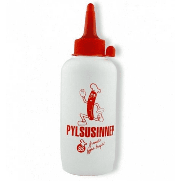Icelandic Pylsusinnep Hot Dog Mustard, easysqueeze plastic bottle