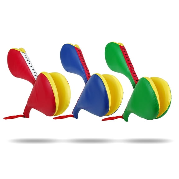 Kids Double Paddle Youth Kicking Target Strike Pads Clapping Sound TKD Kickboxing Karate MMA Training Pads (Blue)