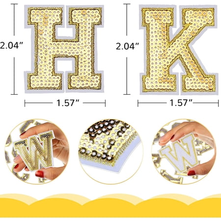 ZZXLLRO Iron On Letter Patches - 76 Pieces Sequin Alphabet & Number Patches For Clothing DIY