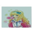thumbnail image 2 of Anime Cutting Board, Manga Girl Blowing Bubbles from a Flower Japanese Cartoon Japan Art Print, Decorative Tempered Glass Cutting and Serving Board, Large Size, Pink Yellow, by Ambesonne, 2 of 5