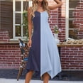 thumbnail image 4 of SMihono Women's Summer Irregular Hem Dresses Sleeveless Color Block Tank Dress A-Line Swing Loose Fit Dresses Light Blue 8, 4 of 7