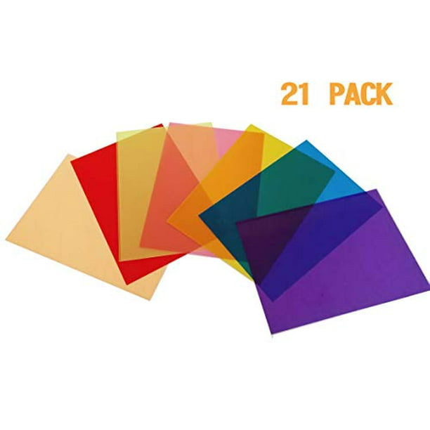 Best Starloop 21Pack Light Gels Colored Overlays Transparency Color Film Plastic Sheets Correction Gel Light Filter Sheet, 8.5x11 Inch,7 Assorted ...