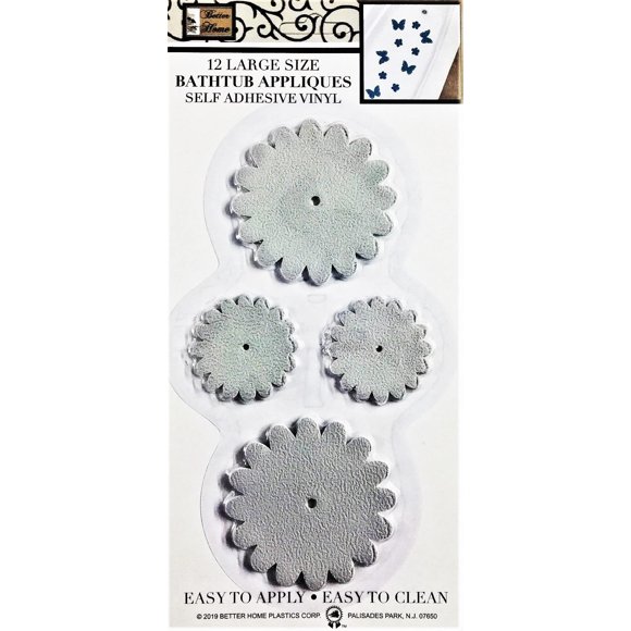 Better Home 12 Gear Wheel Shape Bathtub/Shower Appliques Safety Non Slip Treads Latest Decoration Colors (Grey)
