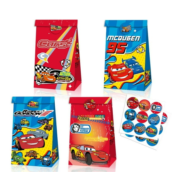 24PCS Cars Party Bags with Stickers, Cars Small Gift Bags, Cars Birthday Party Favors Bags for Girls Goodie Bags for Kids Birthday Party, Baby Shower, Halloween