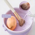 thumbnail image 2 of Estera Limpiadora de Brochas de Maquillaje , Cuenco de Limpieza de Brochas de Maquillaje de Silicona con Soporte de Secado, Herramienta de Limpieza, Rosa, 2 of 7