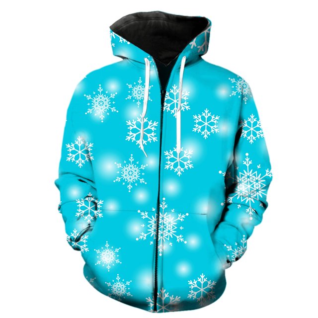 Sudadera con capucha y cremallera para hombre, con estampado de copos de nieve de invierno, de gran tamaño, genial, gran oferta 2024, hip hop, divertida, informal, primavera, moda, estampado 3D para a