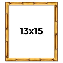 13x15 Frame Gold Bamboo Solid Wood Picture Frame | 1 Inch Moulding Width | Interior Frame Depth