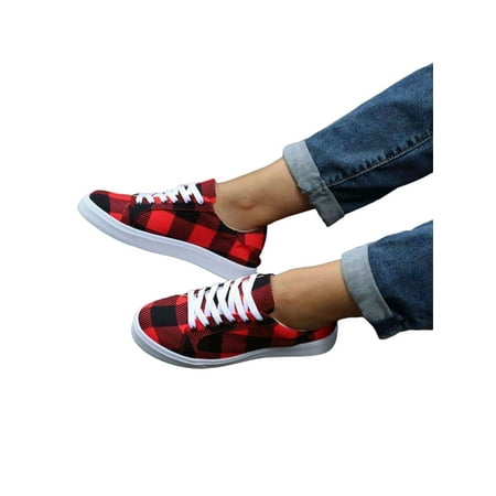 

Bellella Women s Canvas Sneakers Comfort Casual Shoes Lace Up Flats Breathable Walking Shoe Running Work Sneaker Red 8