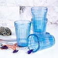 thumbnail image 5 of STPgoods Blue Faceted Stackable Drinking Glasses Set 4 Pcs 8.45 fl oz Glass Tumbler Set Water Glasses, 5 of 10