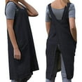 thumbnail image 4 of Cotton and linen apron long round home dress long loose apron, 4 of 5