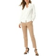 thumbnail image 2 of INSPIRE CHIC Women's Elegant V Neck Long Sleeves Button Down Shirt M White, 2 of 7