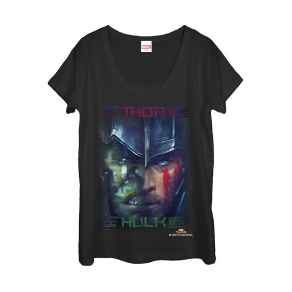 Women's Marvel Thor: Ragnarok Hulk Battle Scoop Neck Black 2X Large