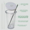 thumbnail image 5 of 16 Oz Reusable Iced Coffee Cup, Leak Proof and Double Wall Insulated Iced Coffee Tumbler, Come with Reusable Plastic and Metal Straws and Straw Cleaner, 5 of 8