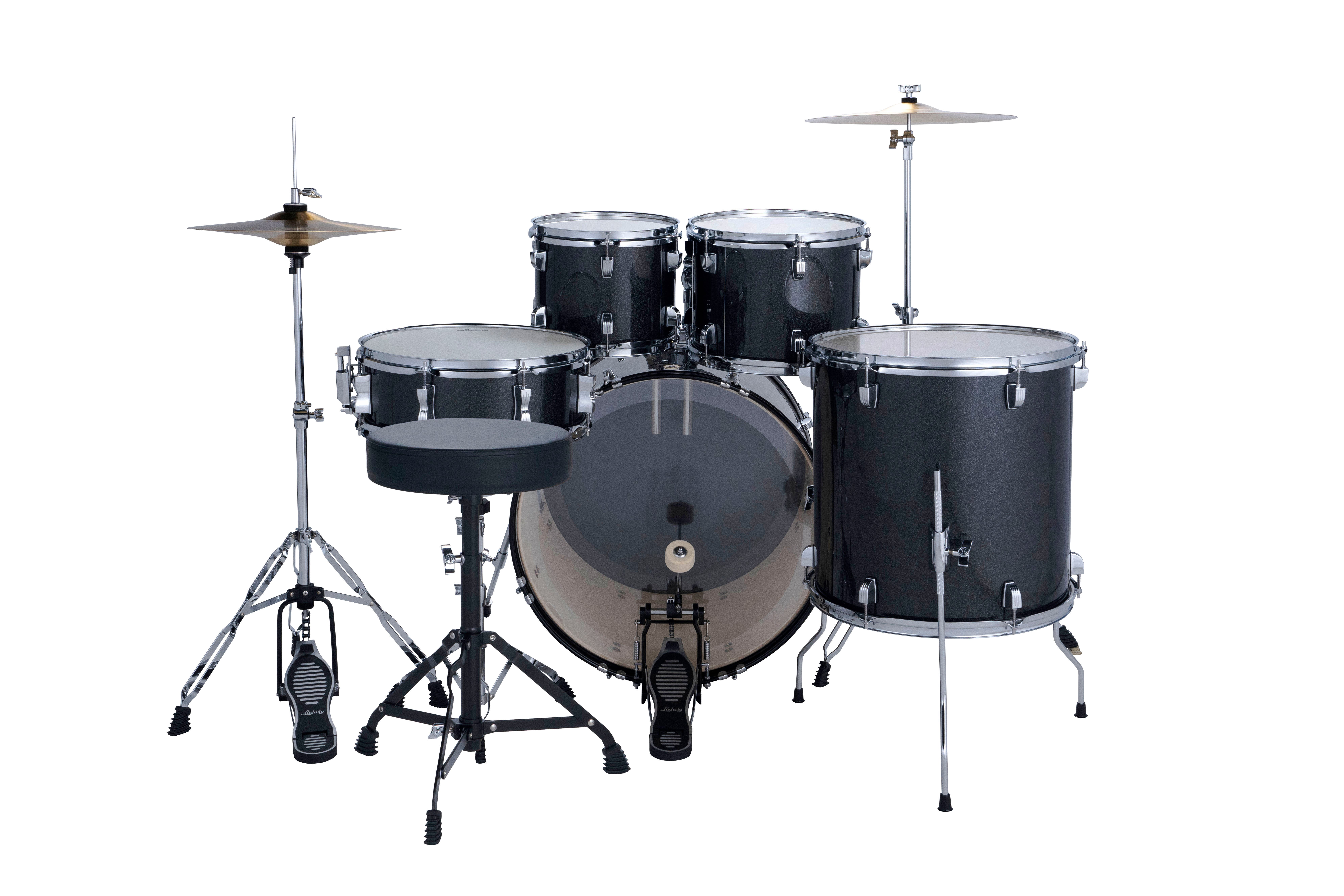 Ludwig Drive 5 Piece Drum Set With Cymbals and Hardware Moon Dust