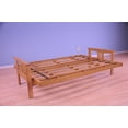 thumbnail image 3 of Andover Full Size Futon Sofa Bed, Honey Oak Wood Frame, Bonded Leather Innerspring Mattress, 3 of 3
