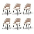 thumbnail image 1 of KEIVVAKN Kitchen Dining Chairs Set of 6 Beige Upholstered Modern Chairs for Dining Room Metal Legs, 1 of 9