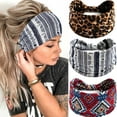 thumbnail image 1 of ORUYROP Bandeaux Boho Léopard Turban Noué Bandeau Extensible Torsadé Bandeaux Rayés pour Femmes et Filles 3 Pcs (Unique), 1 of 7